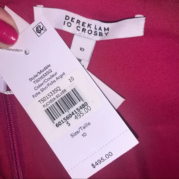 10 Crosby Derek Lam Fuchsia/Silver Sequin Reversible Color Cocktail Dress NWT
